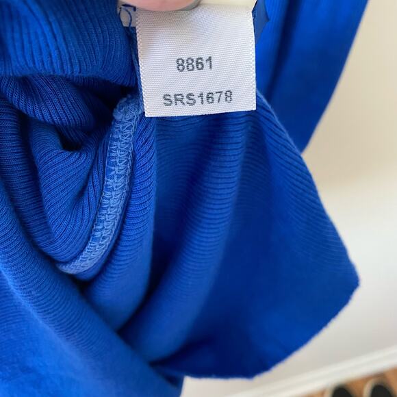 ENZA COSTA Blue Ribbed Knit Tank Midi Dress Soft Stretch Silk Blend Size Large - Picture 9 of 12